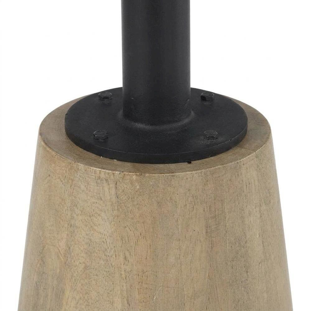 Round marble tabletop with blonde wood and black metal base bistro table. Picture 4