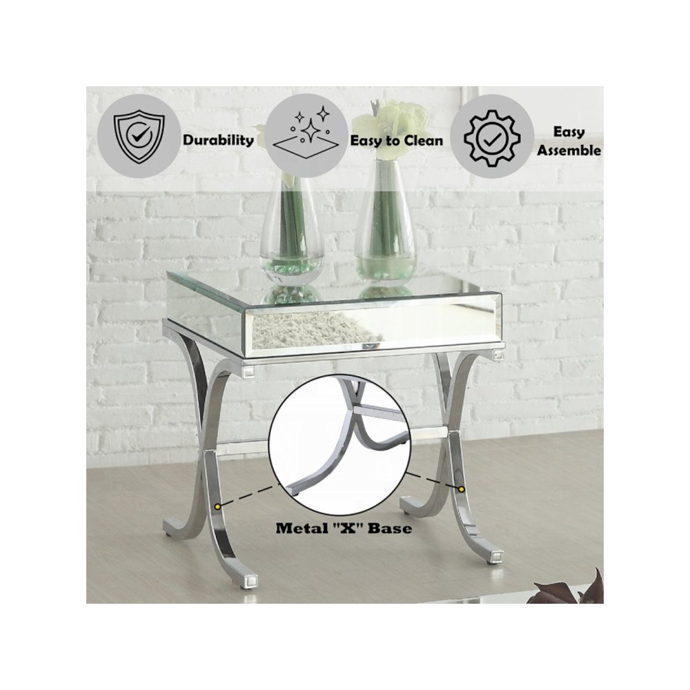 Yuri End Table, Mirrored & Chrome. Picture 5