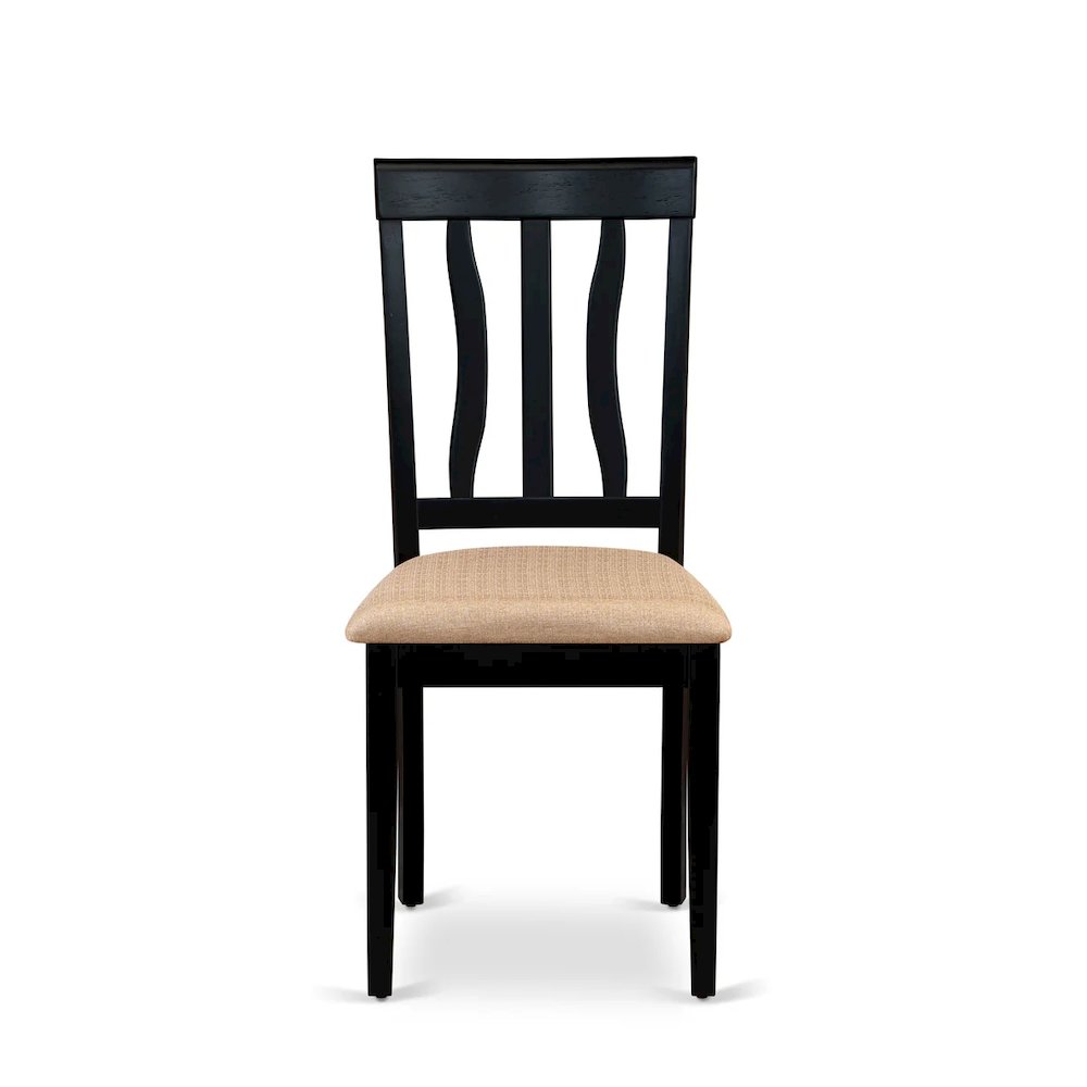 Antique Dining Chairs - Linen Fabric Upholstered Wood Chairs, Set of 2. Picture 3