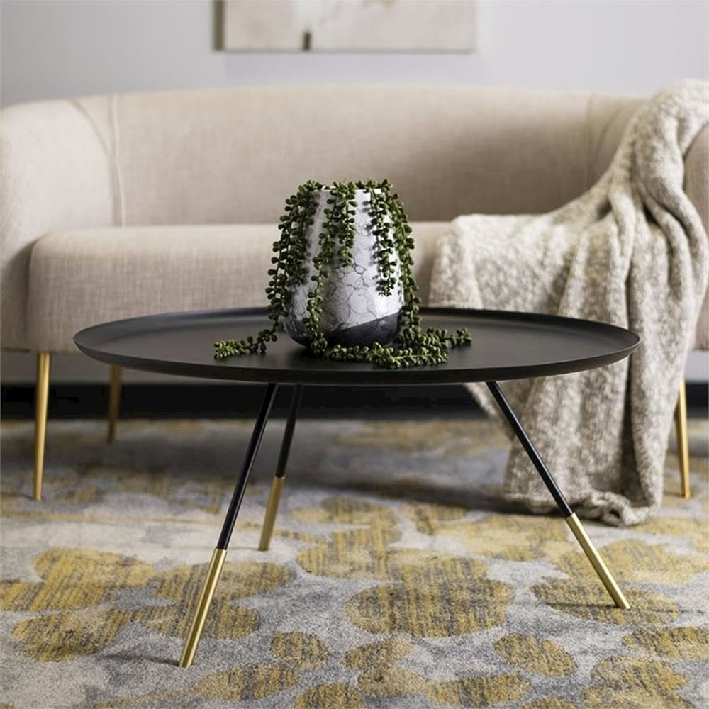 Home Orson Black and Gold Round Coffee Table. Picture 7