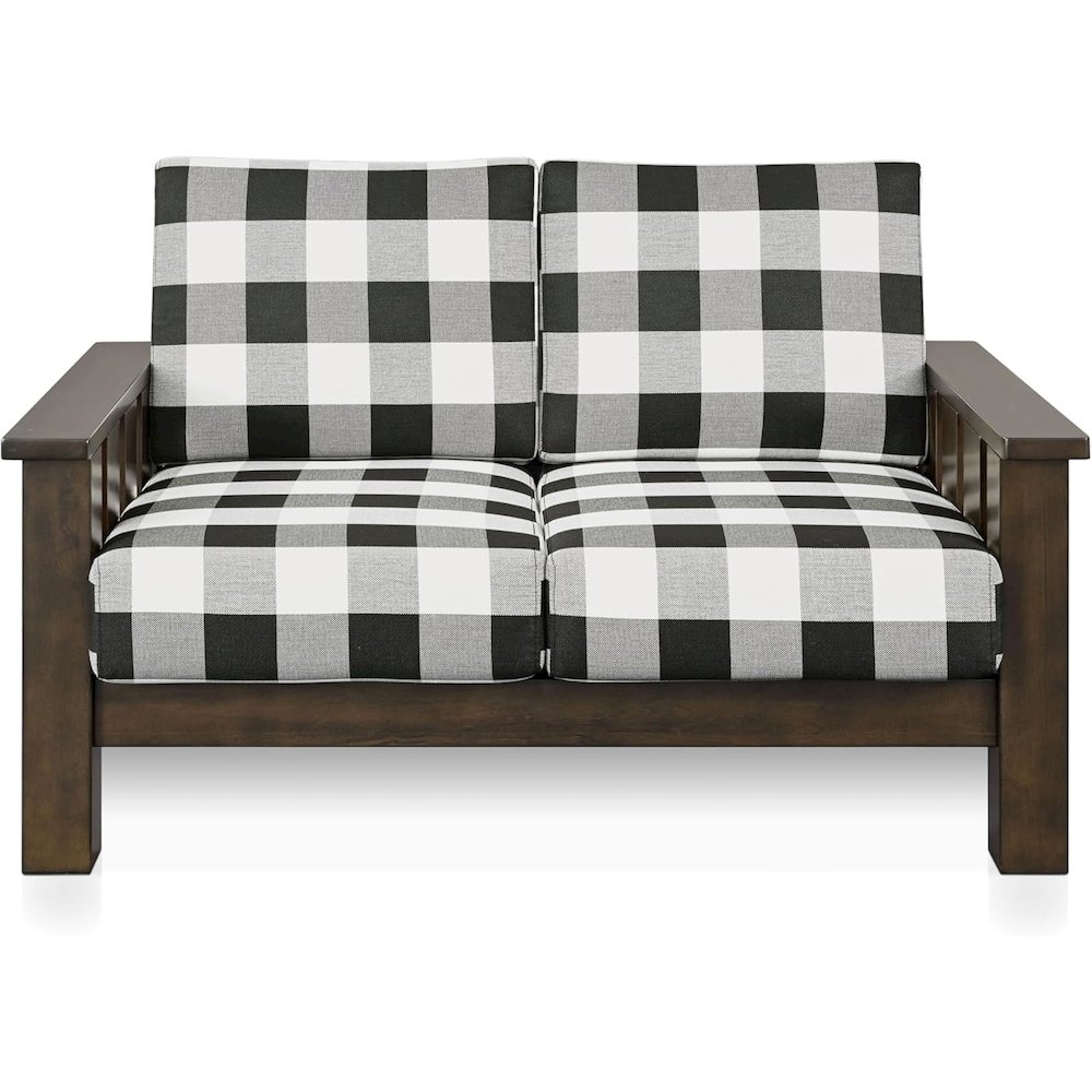 Gavik Modern 3-Piece Solid Wood Frame Upholstery Living Room Set, Dark Walnut. Picture 5