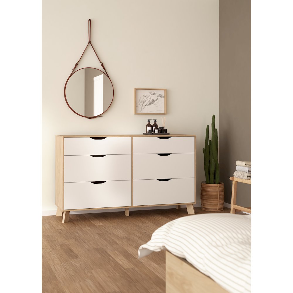 Ikast 6 Drawer Double Dresser, Jackson Hickory/White. Picture 9