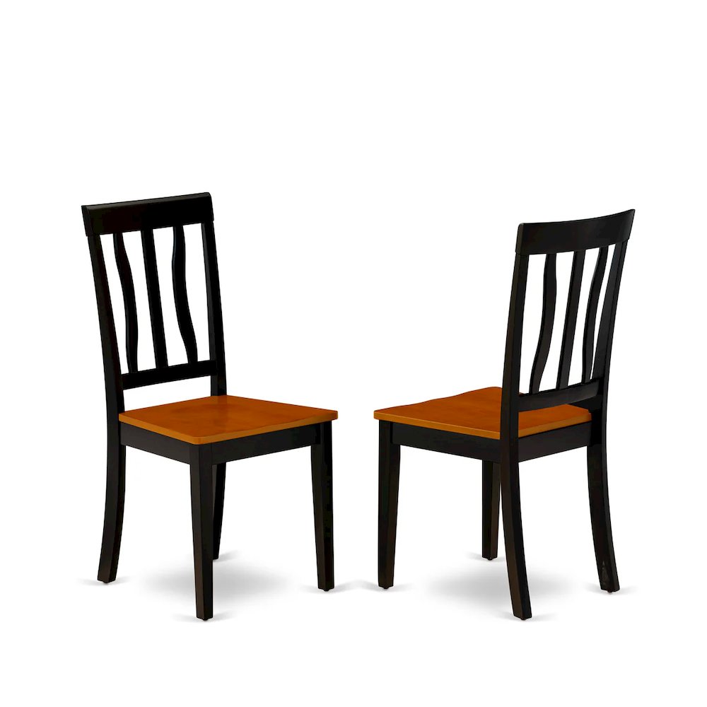 Antique Kitchen Dining Chairs - Slat Back Wooden Seat Chairs, Set of 2. Picture 1