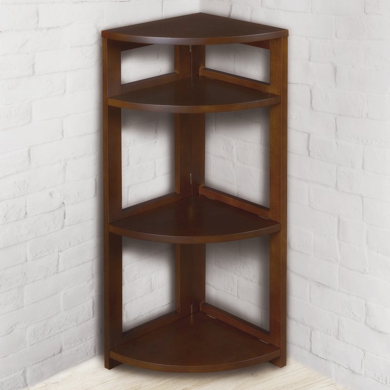 Flip Flop 34" High Corner Folding Bookcase- Mocha Walnut. Picture 3