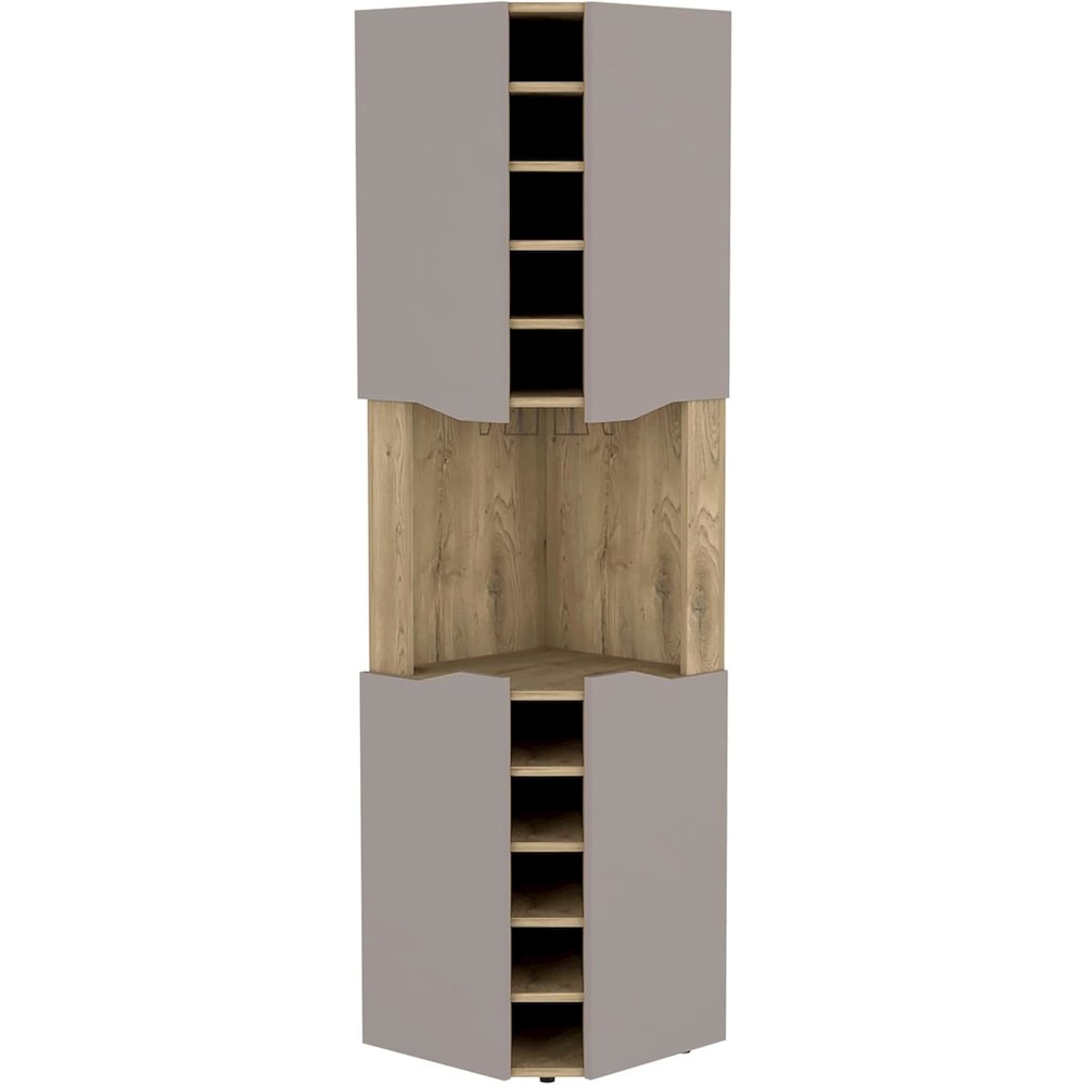 Obregon Corner Bar Cabinet Macadamia / Taupe MDF. Picture 1