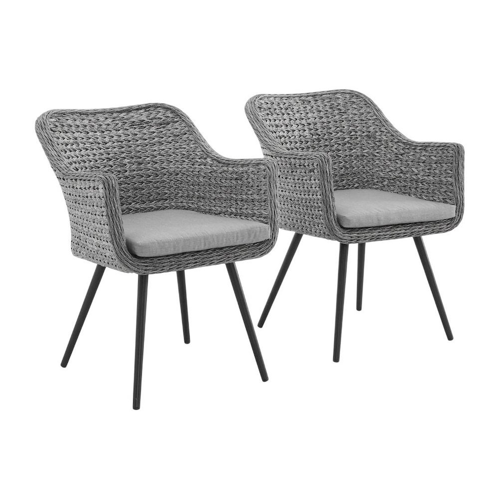 Outdoor Patio Wicker Rattan Dining Armchair Set Of 2 With Armrests. Picture 2