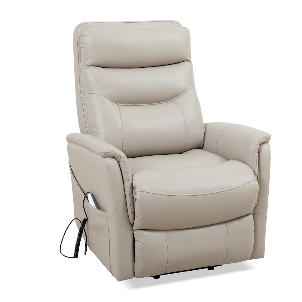 Ivory Recliner Chair with Power Lift and Articulating Headrest. Picture 1