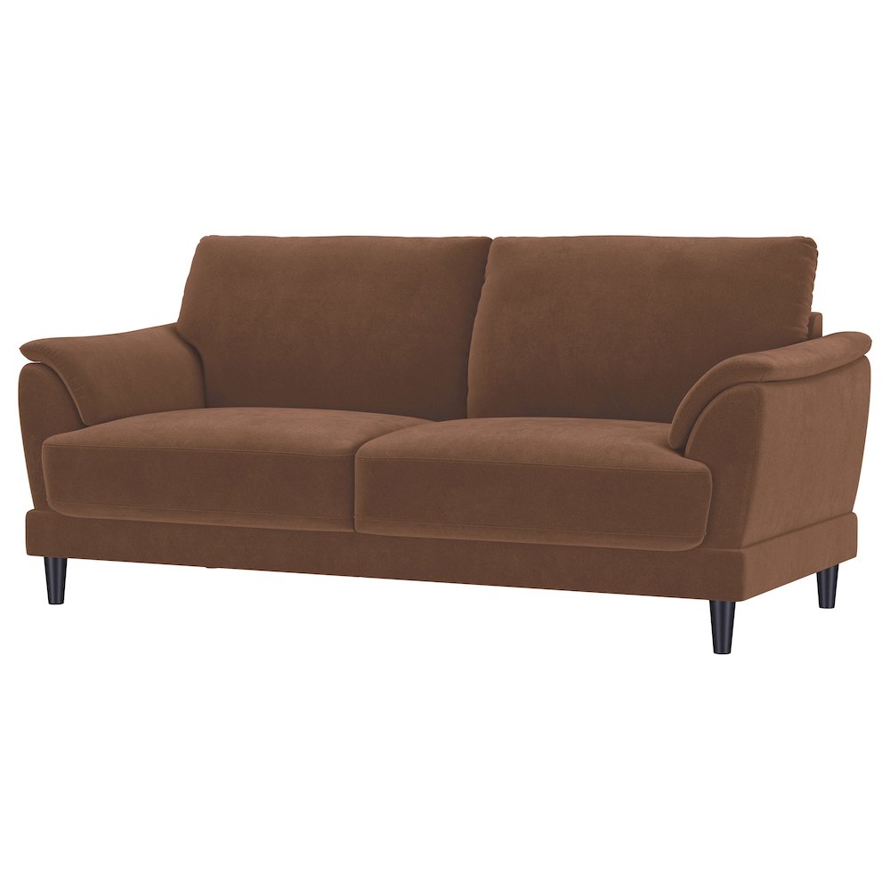 Selma Velvet Upholstered Crescent Arm Sofa Rust. Picture 3