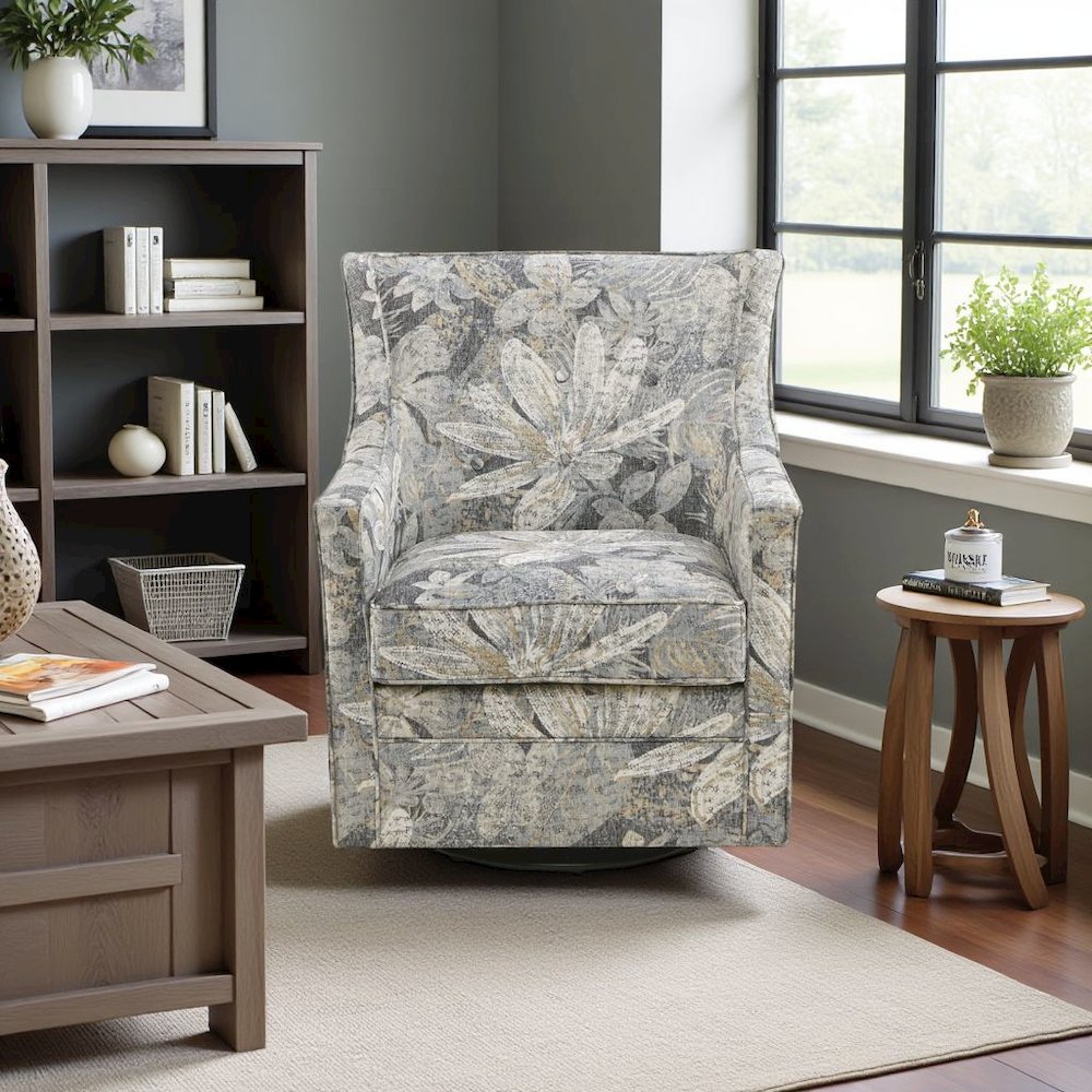 Blue Swivel Rocker Recliner Chair – Upholstered Glider for Comfort. Picture 3