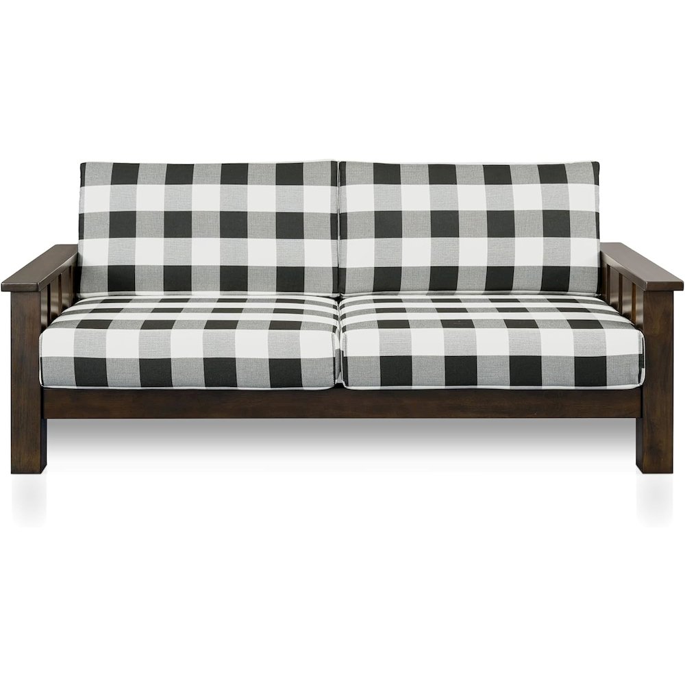 Gavik Modern 3-Piece Solid Wood Frame Upholstery Living Room Set, Dark Walnut. Picture 3