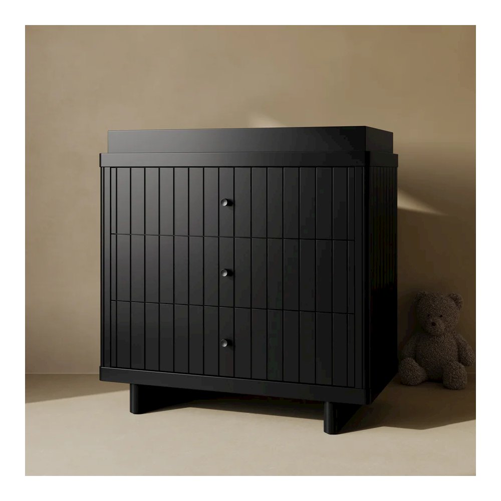 Kyoto 3 Drawer Chest with Topper - Black. Picture 3