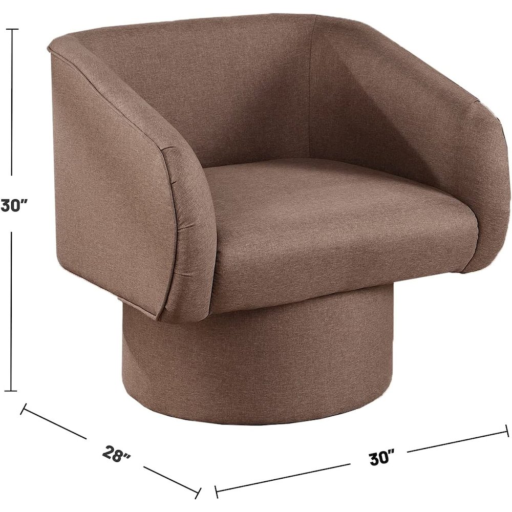 Poundex Round Base Swivel Faux Leather Accent Chair in Light Coffee. Picture 4
