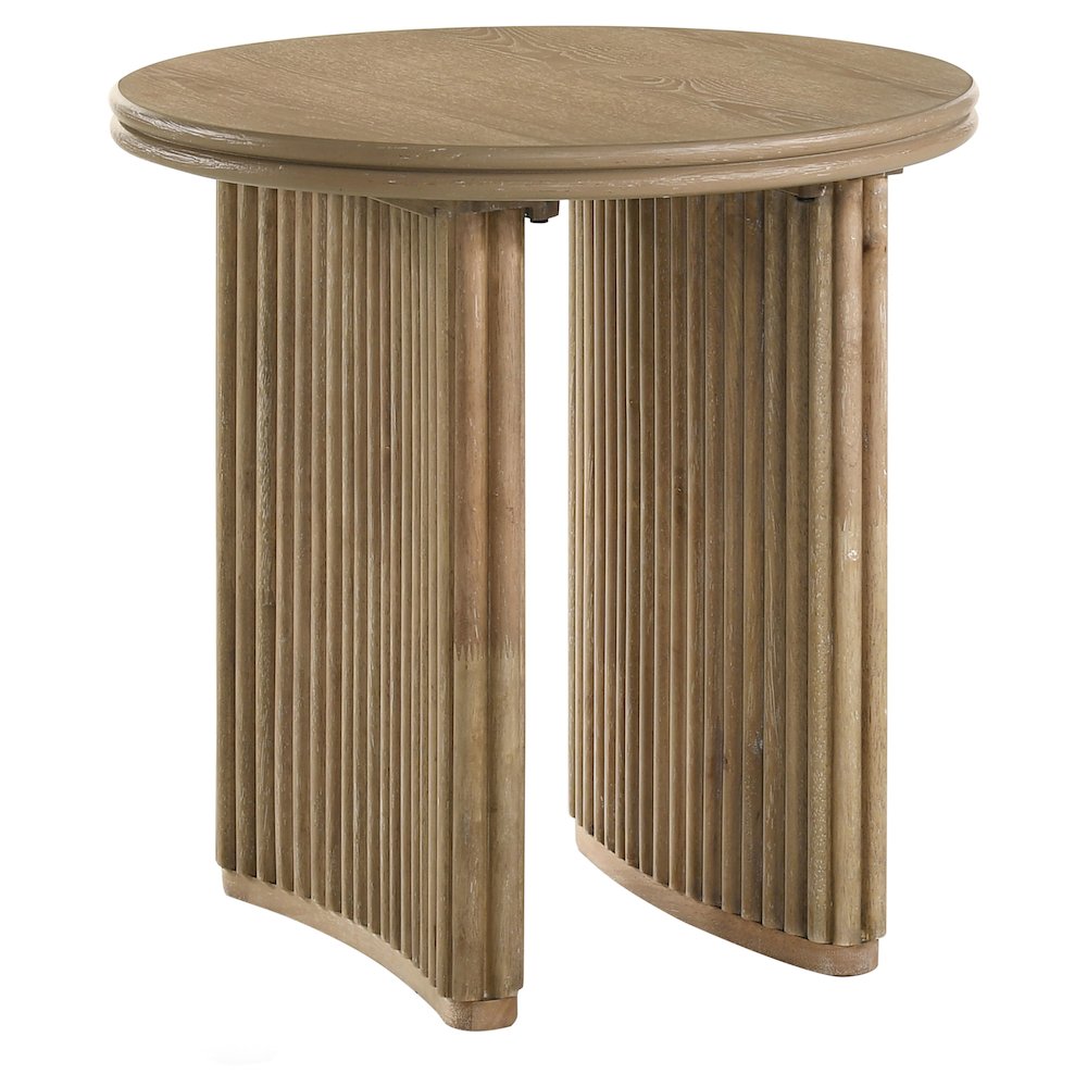Adina 2-piece Round Coffee Table Set Distressed Light Brown. Picture 6