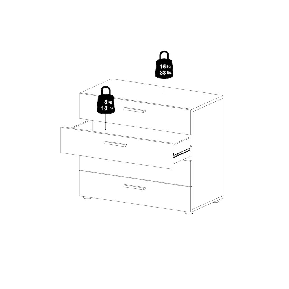 Austin 4 Drawer Chest, Oak Structure/White High Gloss. Picture 5
