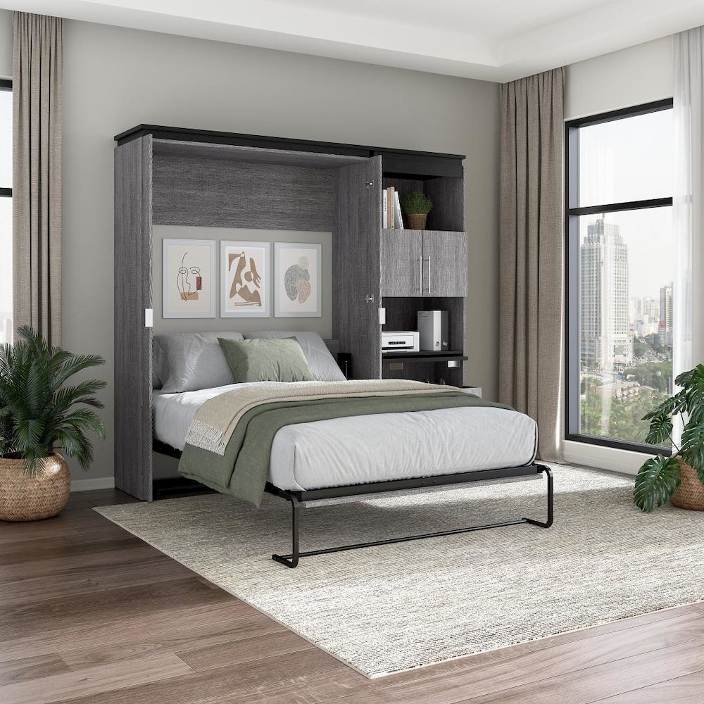 Orion Full Murphy Bed with Storage Cabinet and Fold-Out Desk (91W). Picture 15