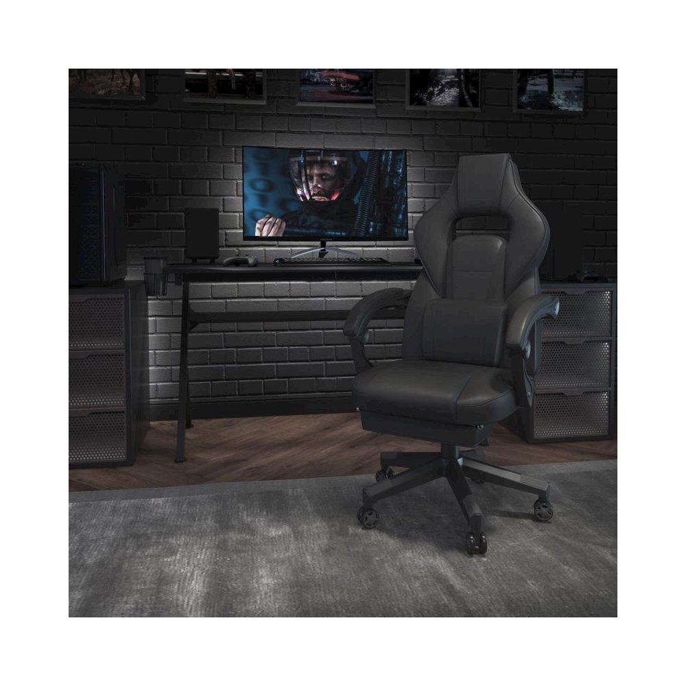 X40 Gaming Chair Racing Ergonomic Computer Chair with Fully Reclining Back/Arms, Slide-Out Footrest, Massaging Lumbar - Black. Picture 2