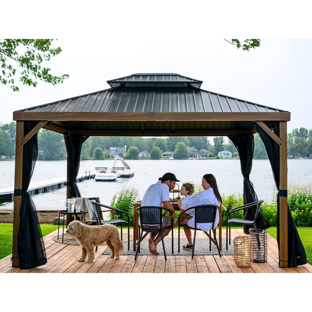 Yosemite Gazebo Aluminum frame wood finish 10 x 12. Picture 7