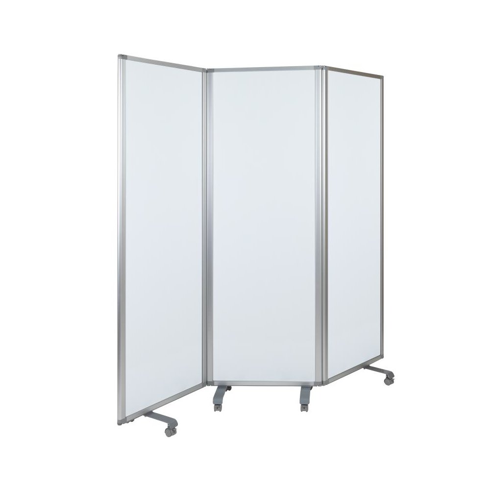 Mobile Magnetic Whiteboard Partition with Lockable Casters, 72"H x 24"W (3 sections included). Picture 1