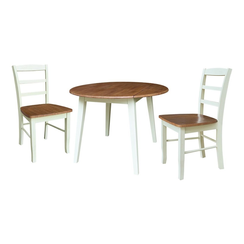 42" Round Dual Drop Leaf Dining Table with 2 Chairs. Picture 1