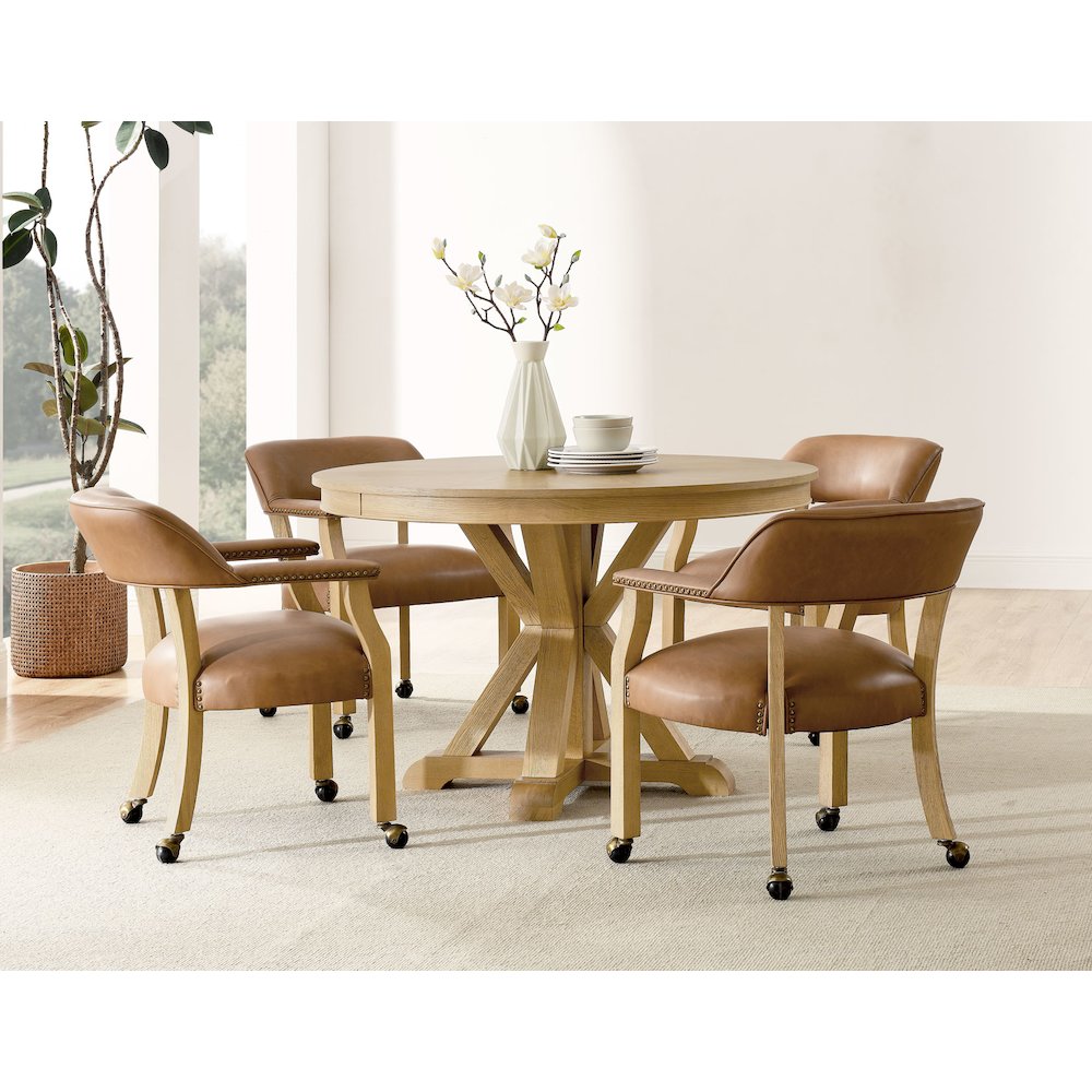Rylie Castered Captain's Chair, Camel Vegan Leather. Picture 6