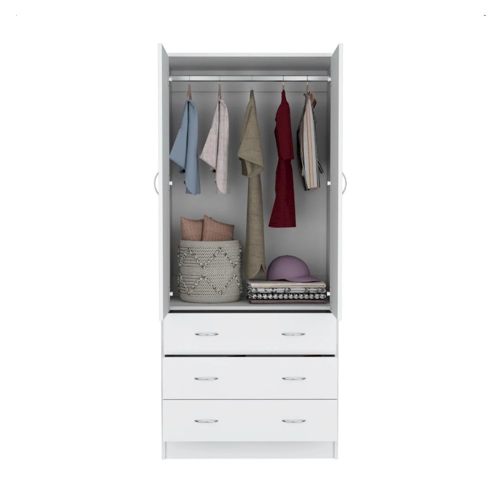 Taly 2 Doors 3 Drawers Armoire White White MDF. Picture 3