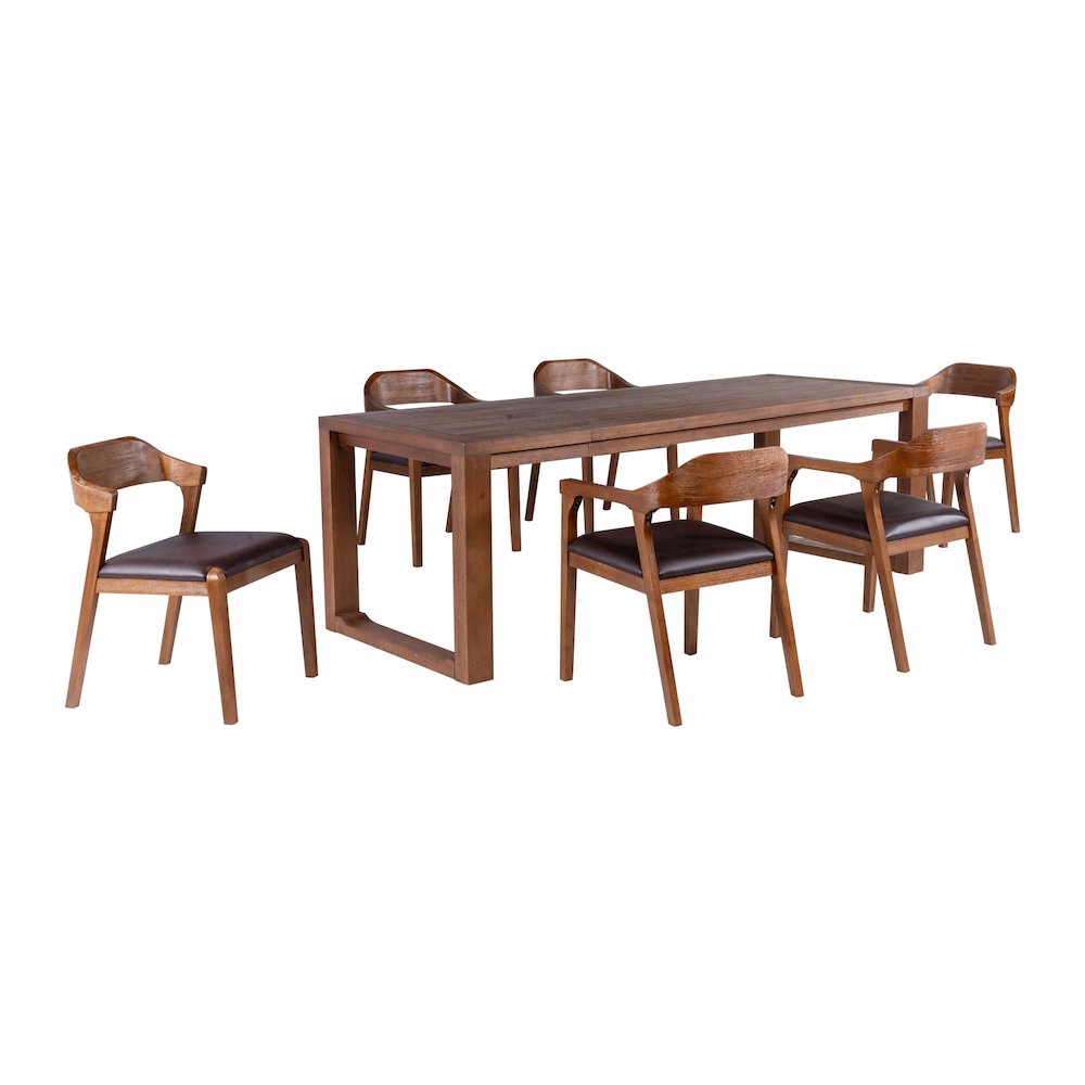 Rasmus 7pc Dining Set - Chestnut Wire-Brush Finish. Picture 1