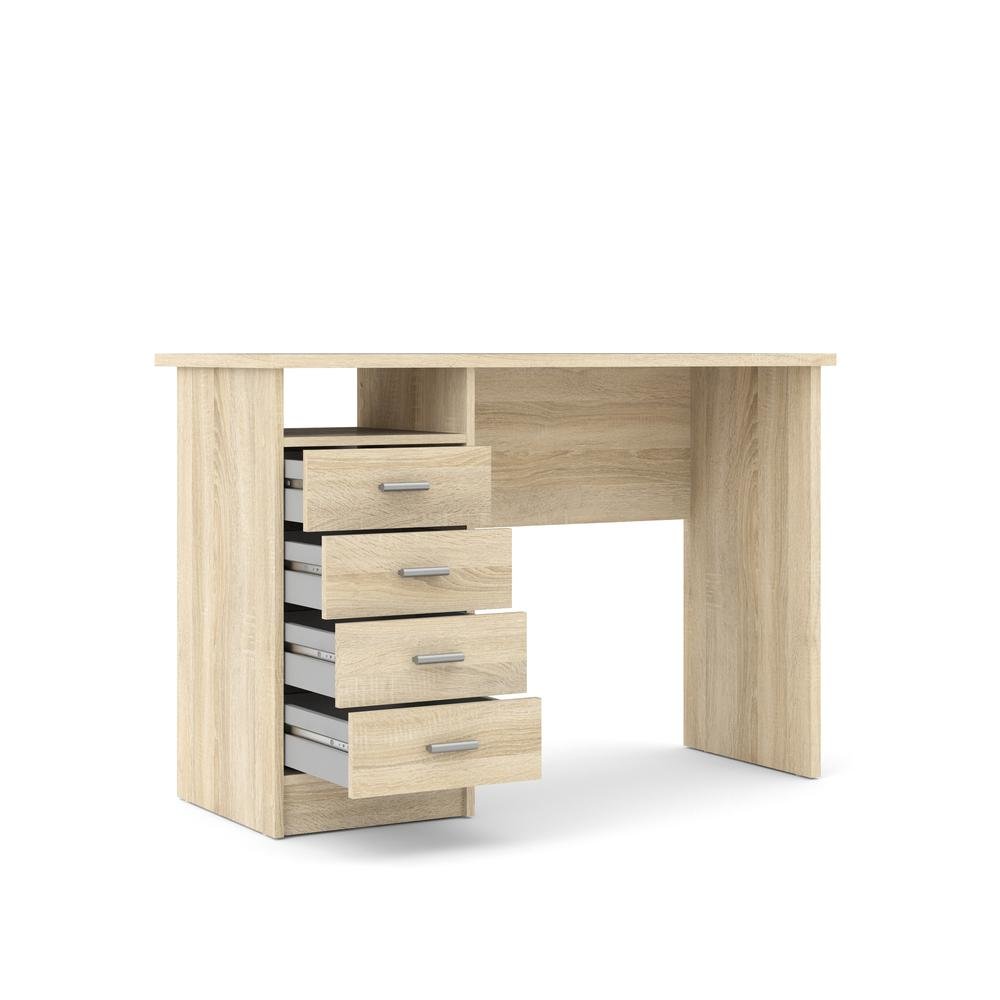 Brown Desk with Drawers - Compact Student Desk for Bedroom and Office Use. Picture 4