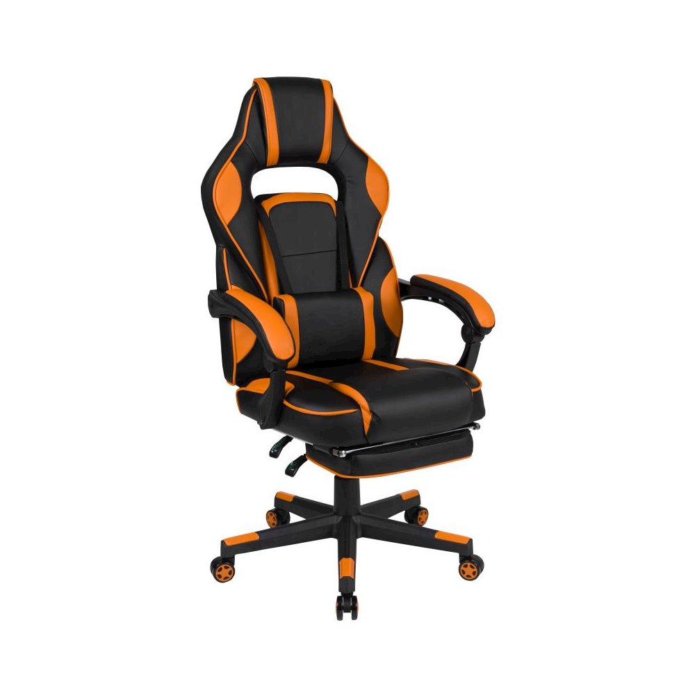 X40 Gaming Chair Racing Ergonomic Computer Chair with Fully Reclining Back/Arms, Slide-Out Footrest, Massaging Lumbar - Black/Orange. Picture 1