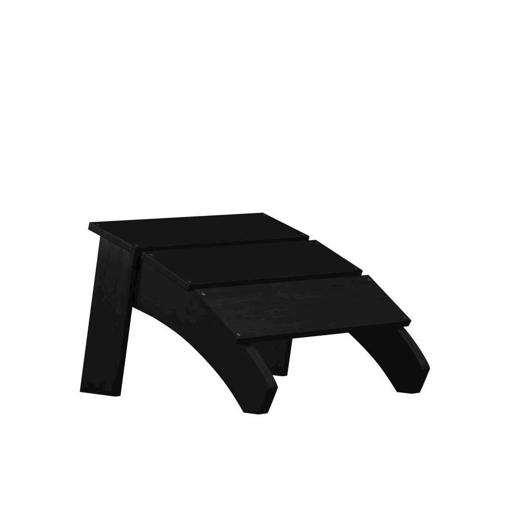 Modern All-Weather Poly Resin Wood Adirondack Chair with Foot Rest in Black. Picture 1