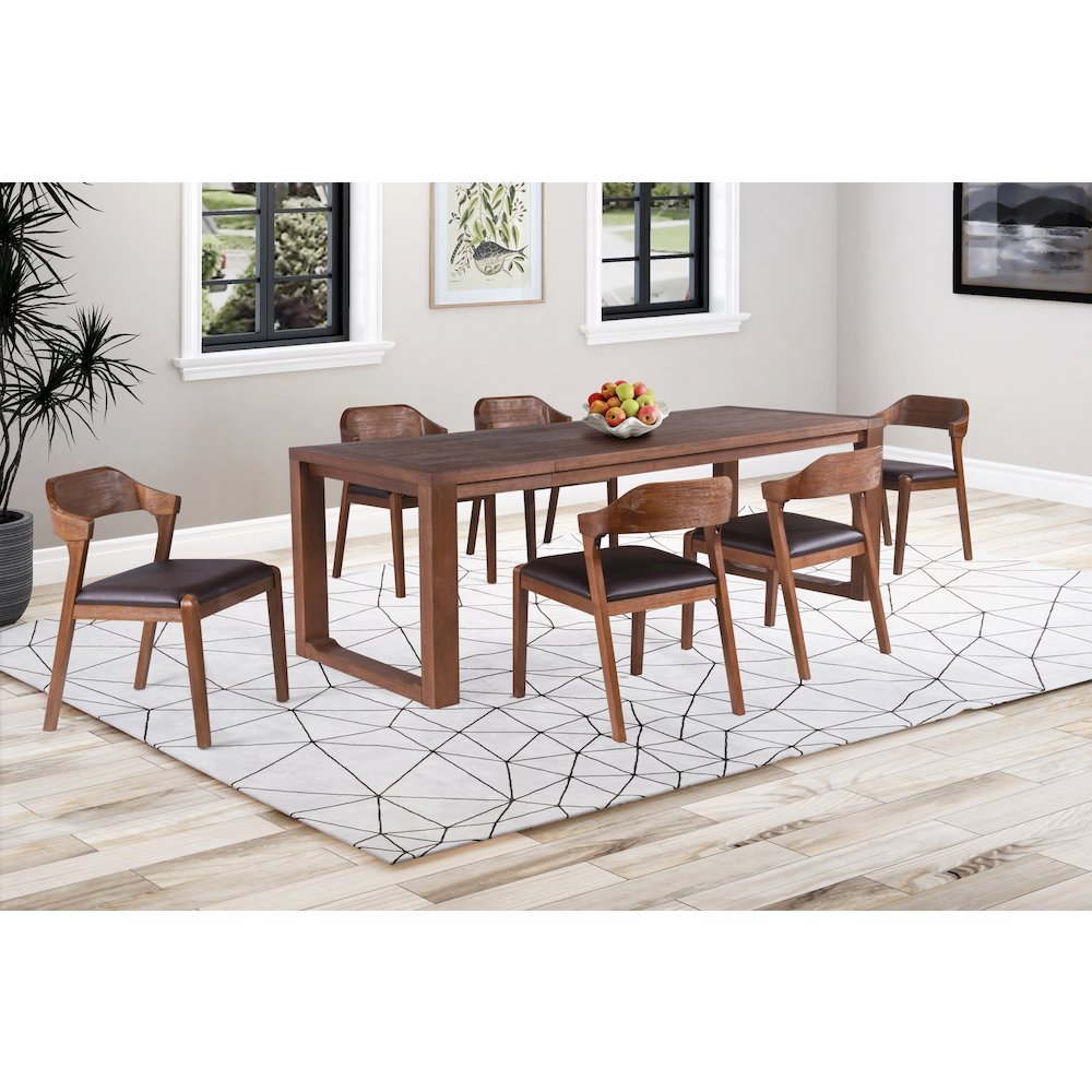 Rasmus 7pc Dining Set - Chestnut Wire-Brush Finish. Picture 8