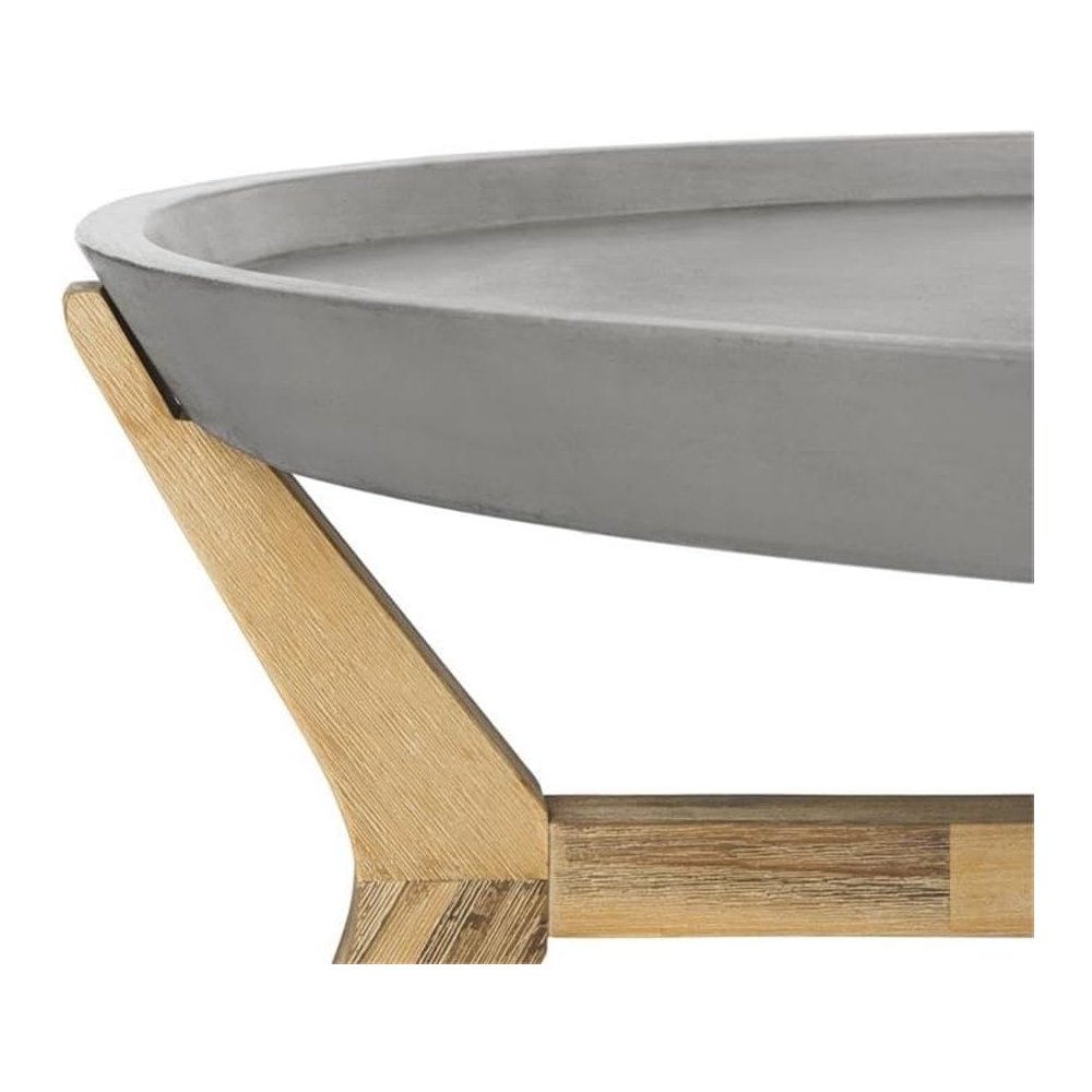 Hadwin Indoor/Outdoor Modern Concrete Oval 31.5-Inch Dia Coffee Table. Picture 5