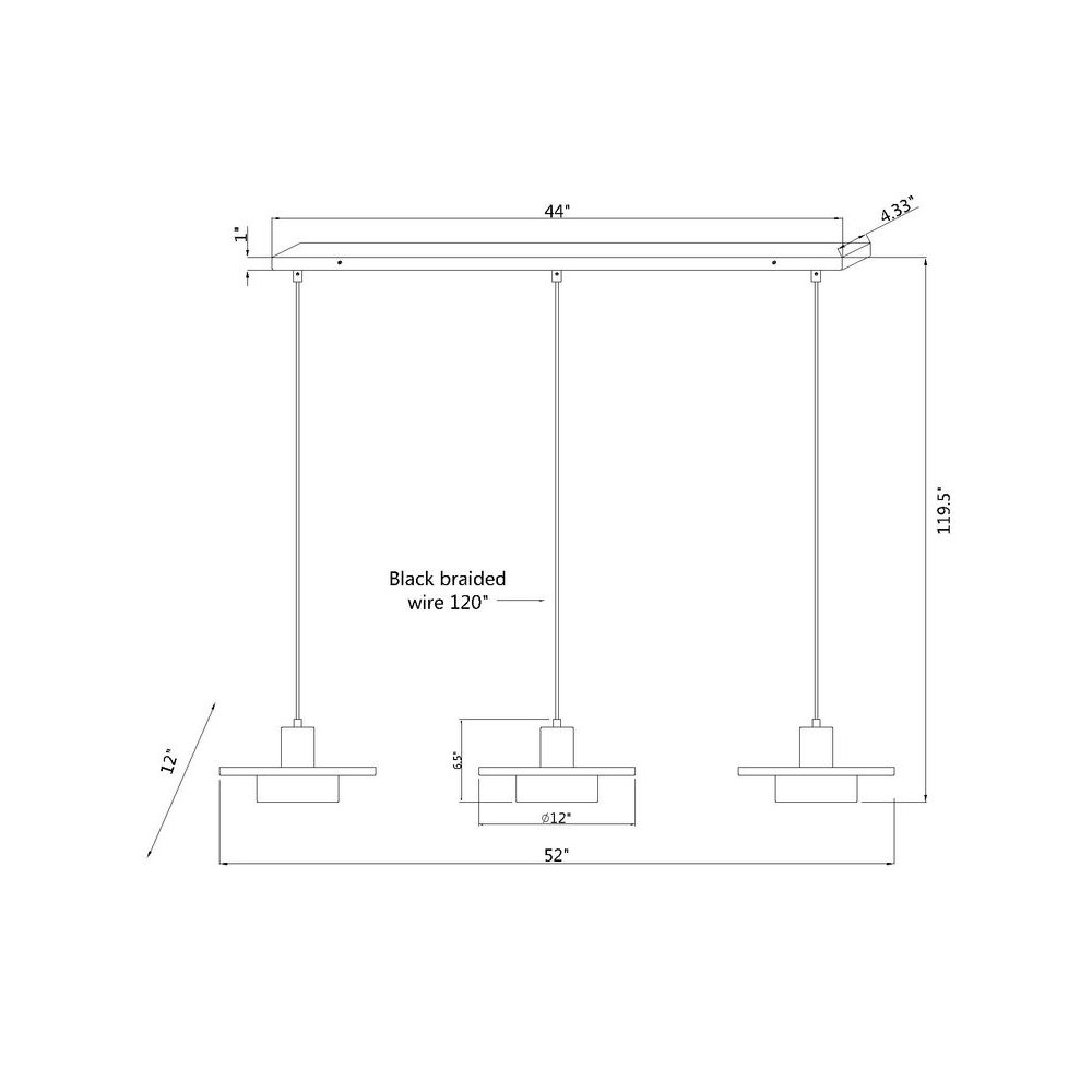 Z-Lite 3 Light Linear Chandelier, Brushed Nickel. Picture 7