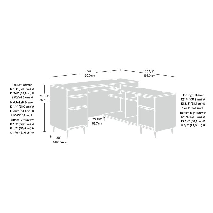 Clifford Place Commercial Office L Desk, Grand Walnut finish. Picture 12