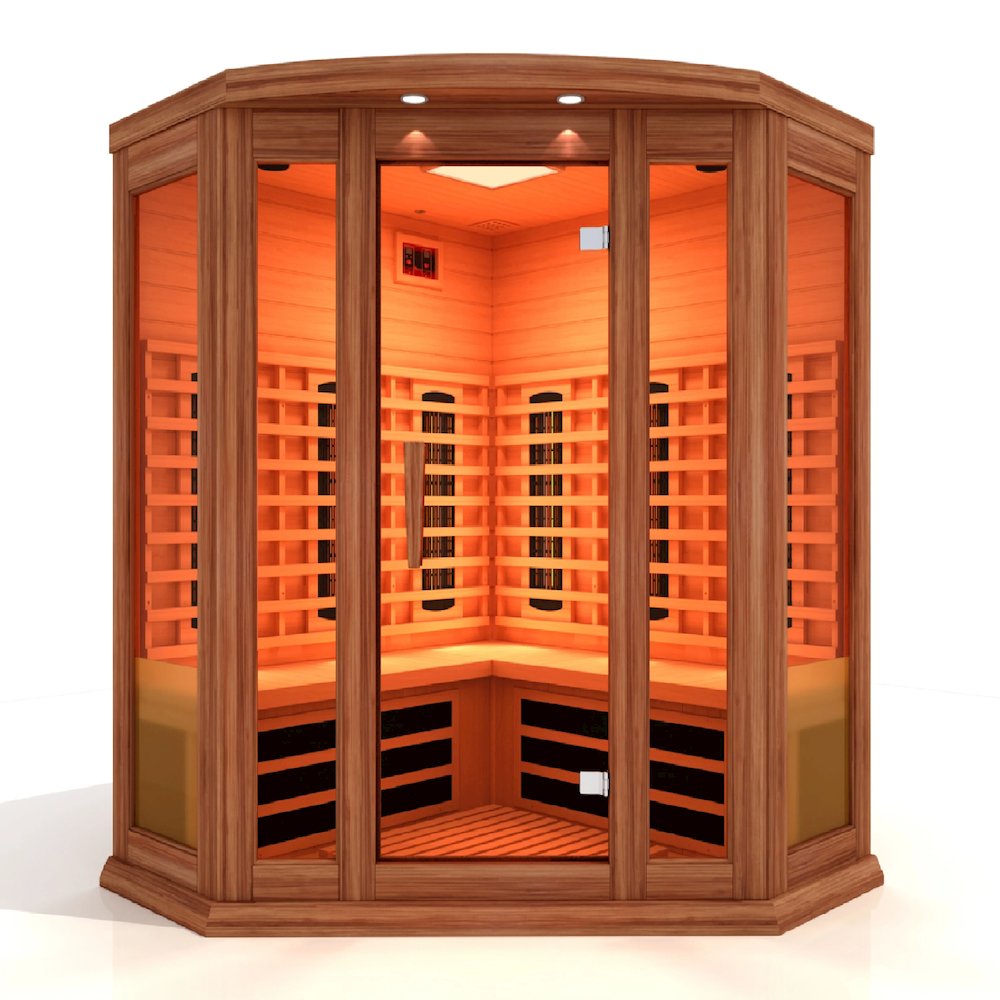 3-Person Corner Full Spectrum Near Zero EMF (Under 2MG) FAR Infrared Sauna. Picture 1