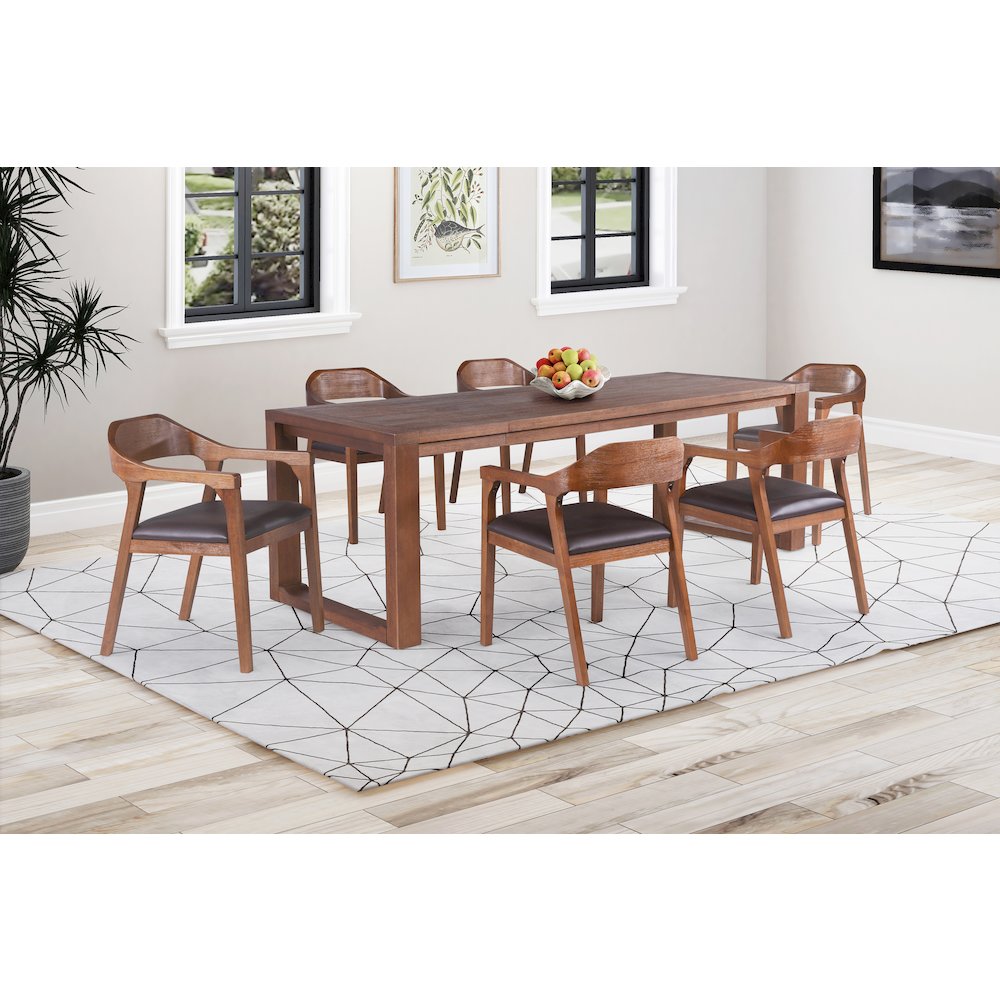 Rasmus 7pc Dining Set - Chestnut Wire-Brush Finish. Picture 8