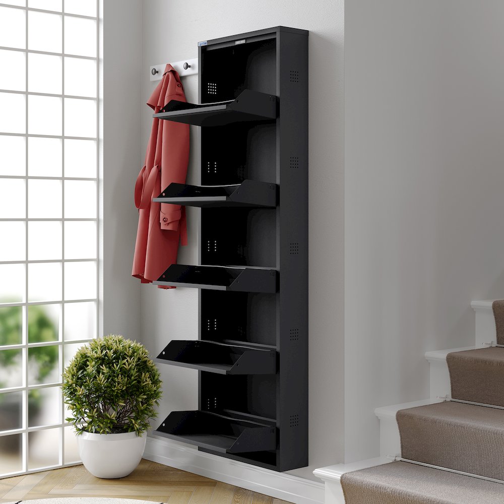 Antibacterial 5 Tier metal shoe cabinet side holes. Picture 6