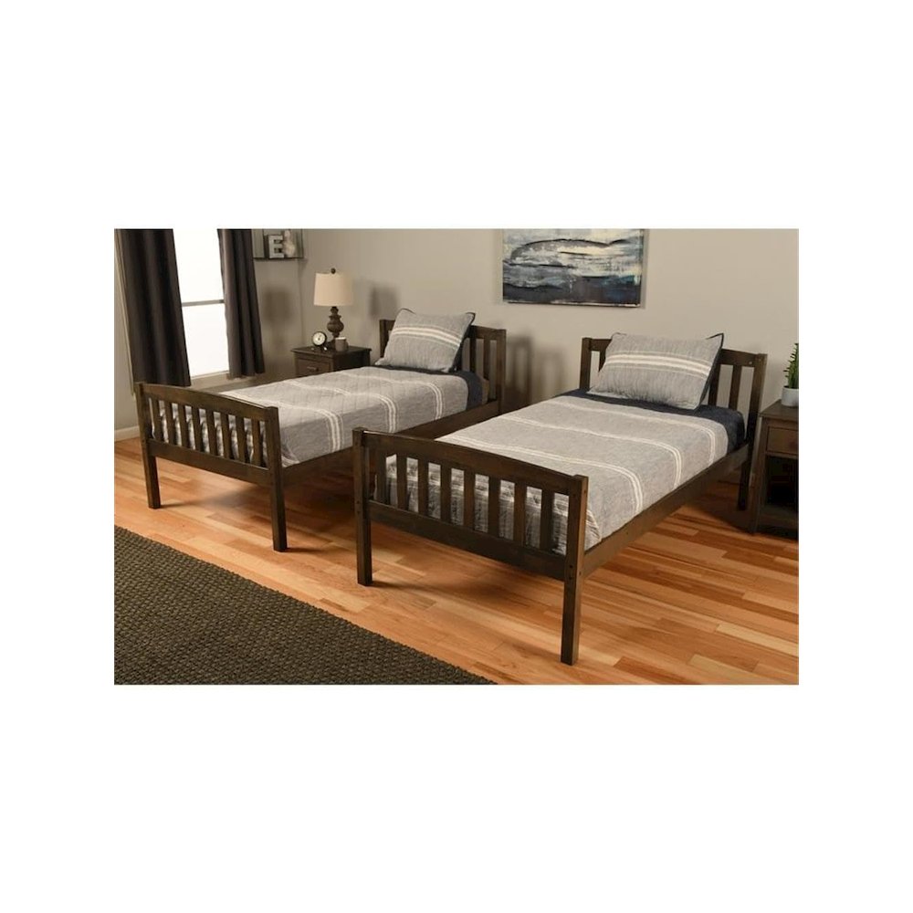 Claire Twin Wood Bunk Bed with Storage/Tray in Brown-Mattresses Not Included. Picture 3