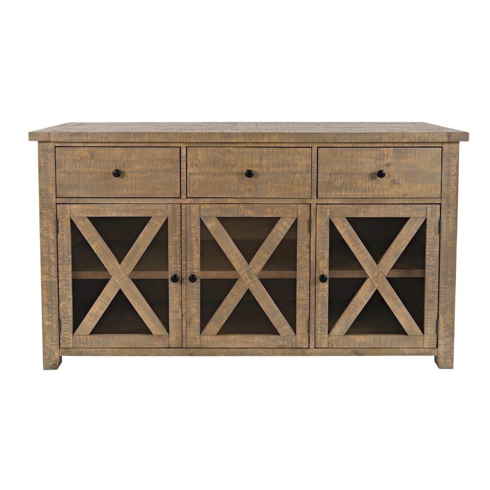 Carlyle Crossing Modern Rustic Buffet Server Storage Cabinet with Three Doors. Picture 1