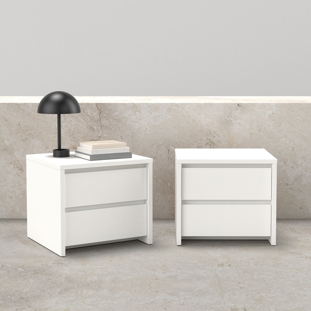 Next 17-Inch Tall 2-Drawer Nightstand - Set of 2, White. Picture 3