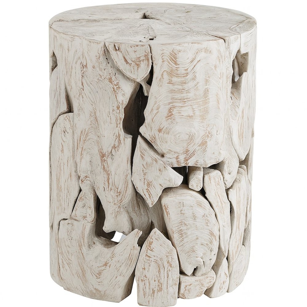 One Teak Slice Round End Table in Bleached Teak. Picture 1