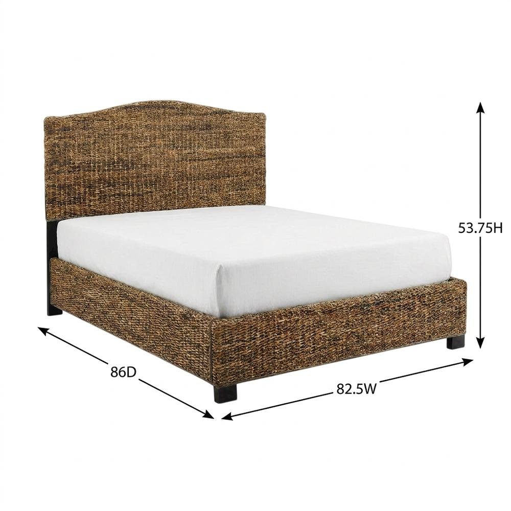 Rattan King Bed Frame with Headboard and Footboard in Natural Finish. Picture 6