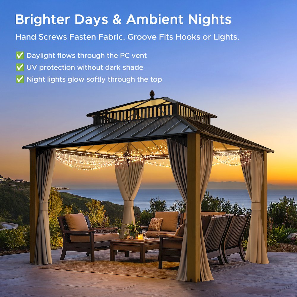 12 ft. x 10 ft. Kingston Extra-Tall, Wide Hardtop Wood Gazebo. Picture 3