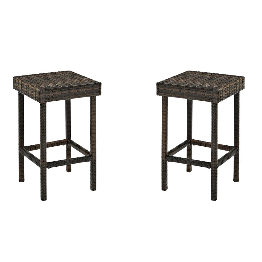 Brown Wicker Bar Stools Set of 2 for Patio, Outdoor Seating Comfort. Picture 1