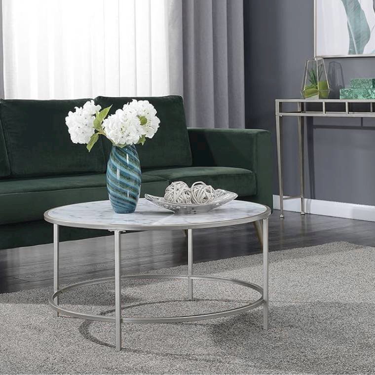Gold Coast Faux Marble Round Coffee Table. Picture 2