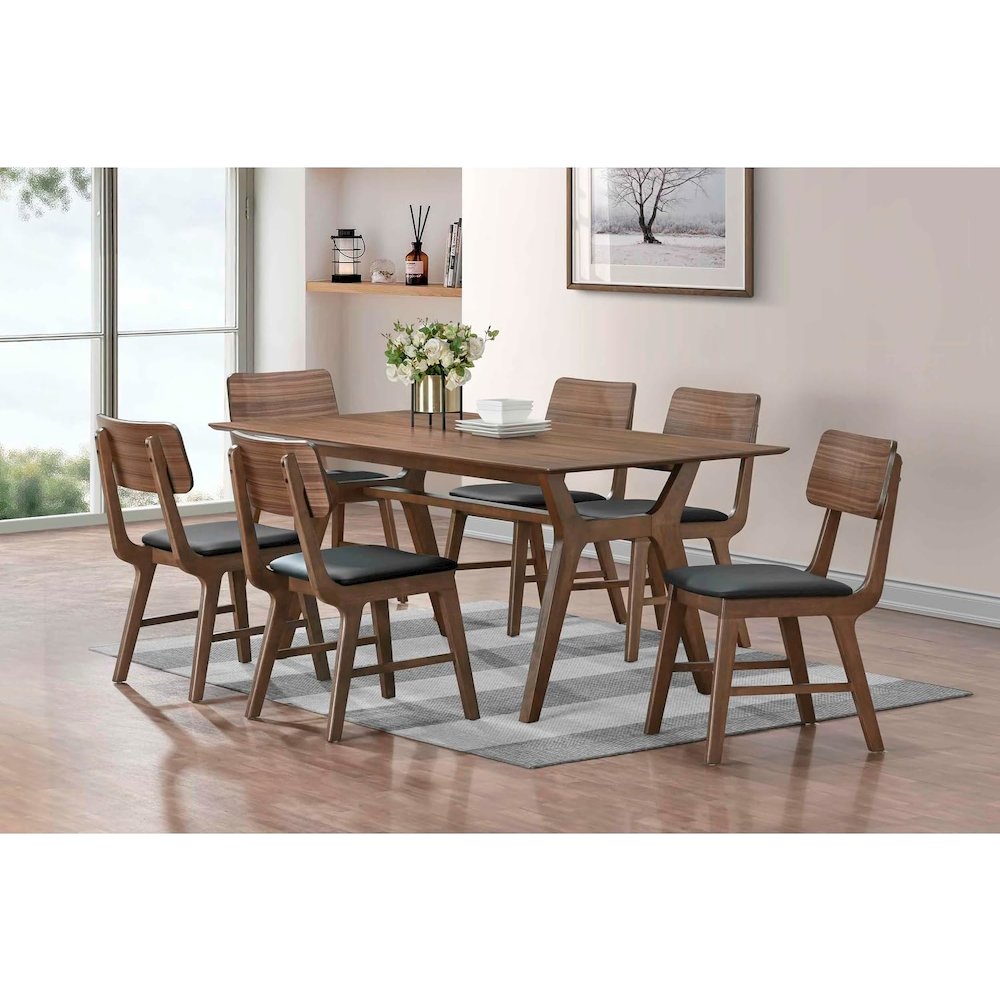 Thea Wood Back Side Chair with Black Seat (Set of 2), Walnut. Picture 9