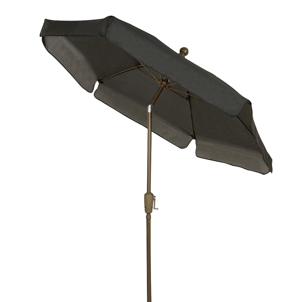 7.5' Hex Garden Tilt Umbrella 6 Rib Crank In Black Vinyl Coated Weave. Picture 1