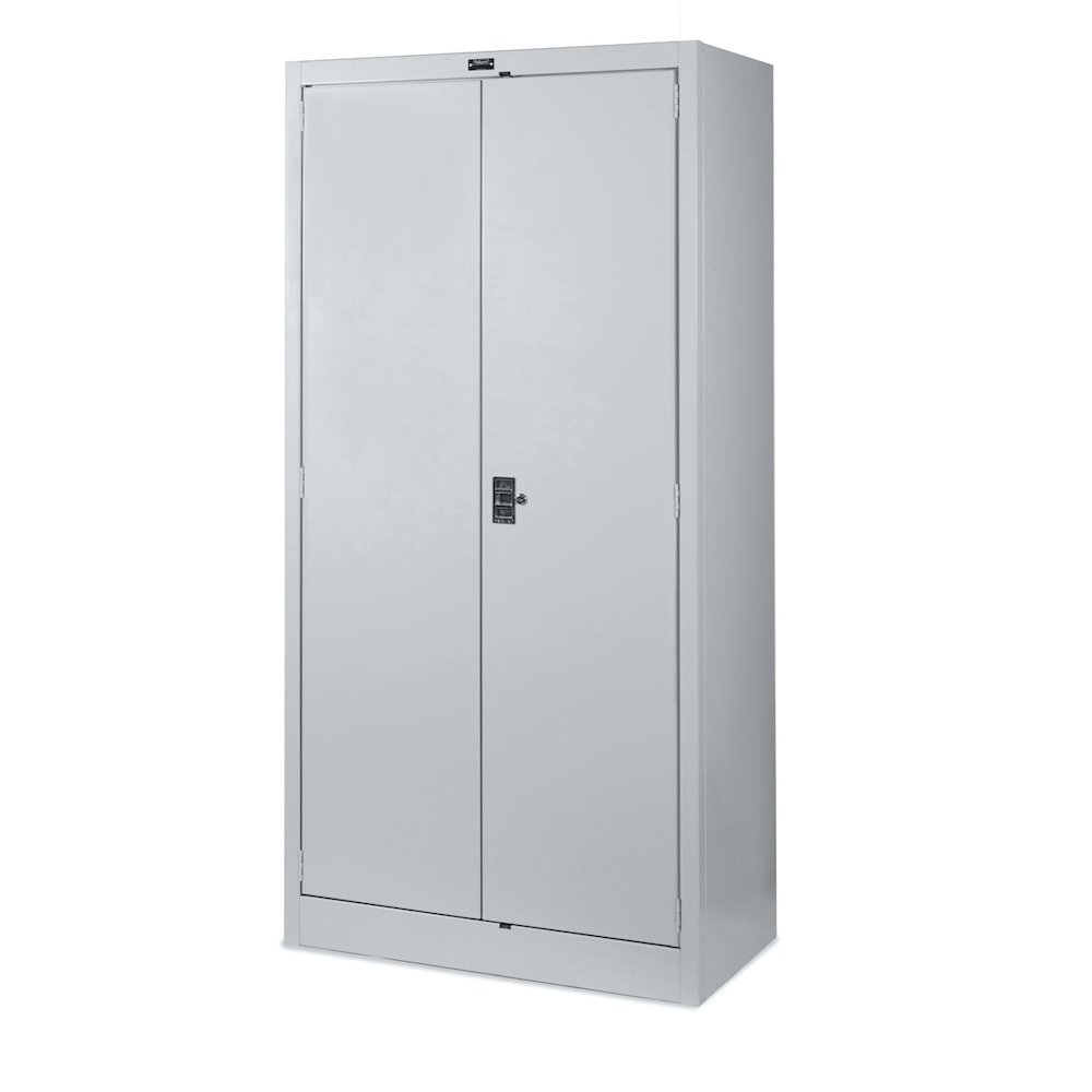 600 Series Slimline Storage Cabinet, 30"W x 15"D x 66"H, 711 Light Gray, Single Tier, Double Solid Door, 1-Wide, Knock-down. Picture 1