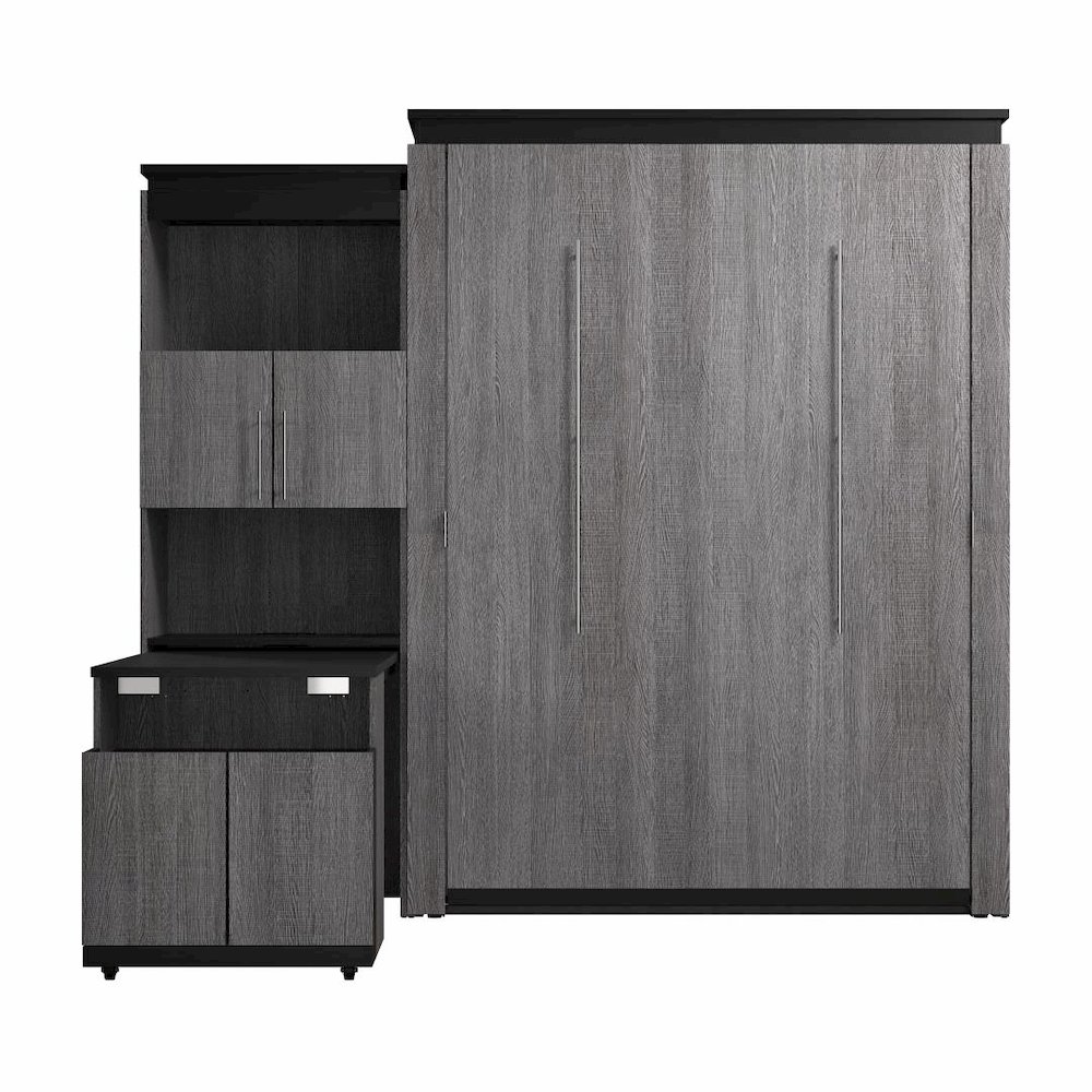 Orion Queen Murphy Bed with Storage Cabinet and Fold-Out Desk (97W). Picture 2