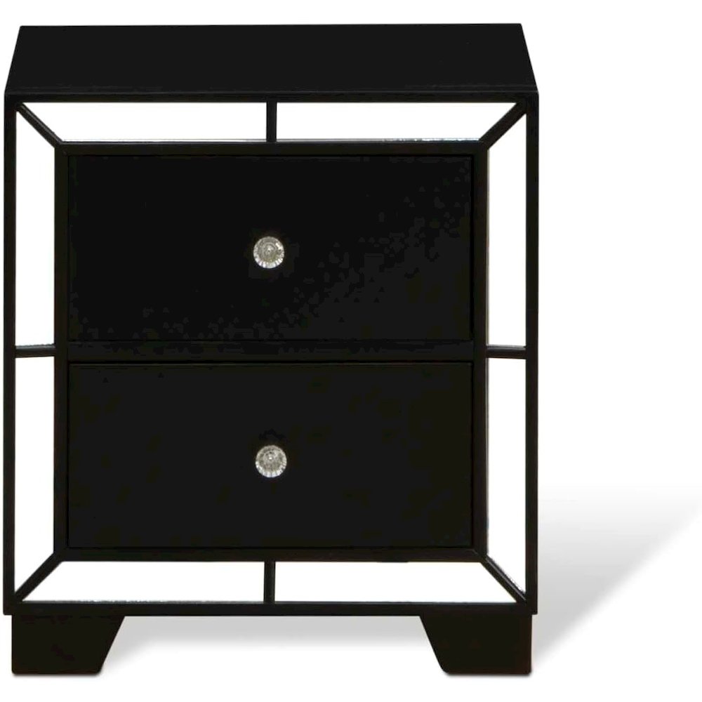 East West Furniture Nella Wood Nightstand with 2 Drawers for any Bedroom - Black Legs. Picture 2