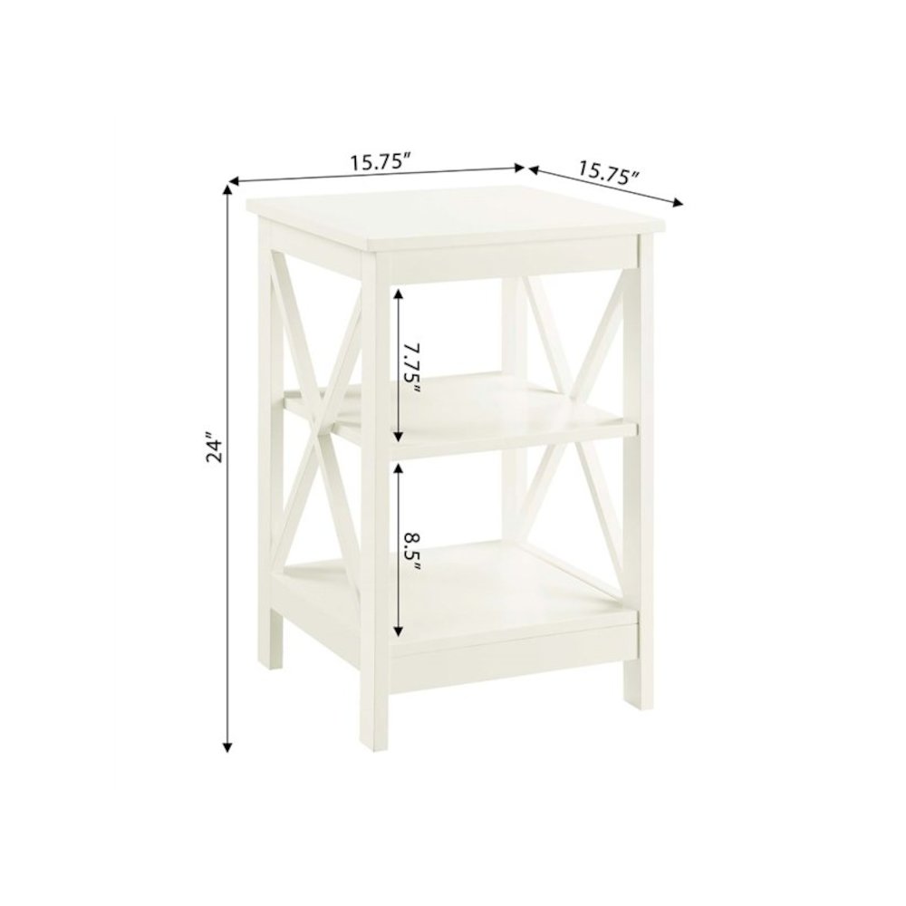Elegant White End Table with Shelves for Storage and Organization in MDF. Picture 3